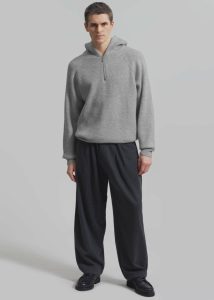 Grey Knitwear Tyler Half Zip Hoodie - Light Grey Men The Frankie Shop - Image 2