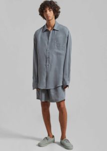 Grey Men Tops Leland Silky Shirt - Charcoal The Frankie Shop - Image 2