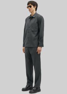Grey Men Tops Samsøe Samsøe Sadamon Go Overshirt - Dark Grey Melange The Frankie Shop - Image 3