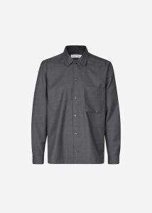 Grey Men Tops Samsøe Samsøe Sadamon Go Overshirt - Dark Grey Melange The Frankie Shop - Image 5
