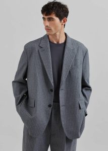 Grey Outerwear Beo Blazer - Grey/White Pinstripe Men The Frankie Shop - Image 2