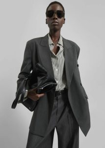 Grey Outerwear Gavle Double-Breasted Blazer - Dark Grey The Frankie Shop Women
