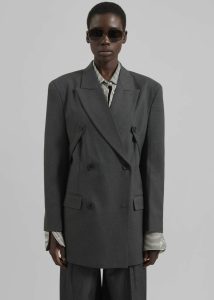 Grey Outerwear Gavle Double-Breasted Blazer - Dark Grey The Frankie Shop Women - Image 3