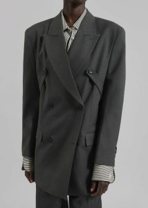 Grey Outerwear Gavle Double-Breasted Blazer - Dark Grey The Frankie Shop Women - Image 4