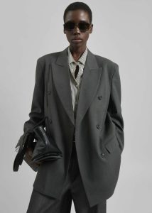 Grey Outerwear Gavle Double-Breasted Blazer - Dark Grey The Frankie Shop Women - Image 5