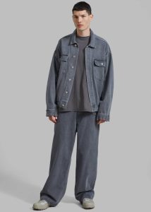 Grey Outerwear The Frankie Shop Connor Oversized Denim Jacket - Grey Wash Men - Image 3