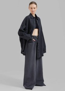 Grey Sasha Wide Leg Jeans - Dark Grey The Frankie Shop Bottoms Women - Image 5