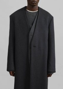 Grey The Frankie Shop Alistar Collarless Wool Coat - Dark Grey Melange Outerwear Men - Image 5