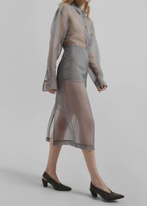 Grey The Frankie Shop Bottoms Peri Sheer Midi Skirt - Grey Women