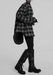 Grey The Frankie Shop Helka Flannel Quilted Shirt - Charcoal Tops Women - Image 2