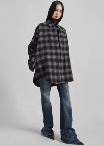 Grey The Frankie Shop Helka Flannel Quilted Shirt - Charcoal Tops Women