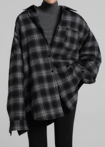 Grey The Frankie Shop Helka Flannel Quilted Shirt - Charcoal Tops Women - Image 3