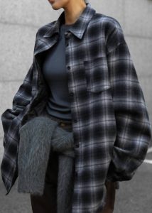 Grey The Frankie Shop Helka Flannel Quilted Shirt - Charcoal Tops Women - Image 5