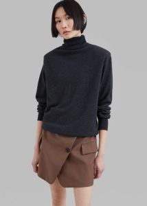 Grey The Frankie Shop Ines Thin Padded Turtleneck - Charcoal Knitwear Women - Image 2