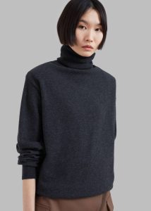 Grey The Frankie Shop Ines Thin Padded Turtleneck - Charcoal Knitwear Women - Image 4