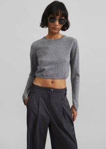 Grey The Frankie Shop Knitwear Women Veer Zip Cropped Sweater - Grey