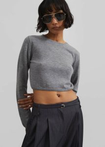 Grey The Frankie Shop Knitwear Women Veer Zip Cropped Sweater - Grey - Image 3