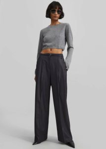 Grey The Frankie Shop Knitwear Women Veer Zip Cropped Sweater - Grey - Image 4