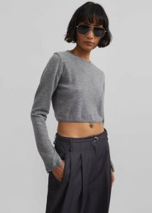 Grey The Frankie Shop Knitwear Women Veer Zip Cropped Sweater - Grey - Image 5