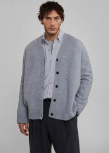 Grey The Frankie Shop Men Knitwear Beck Wool Cardigan - Light Grey