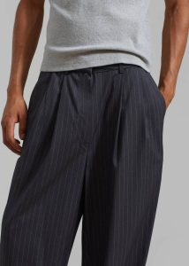 Grey The Frankie Shop Peyton Pleated Pants - Grey Pinstripe Bottoms Men - Image 2