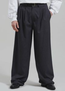 Grey The Frankie Shop Peyton Pleated Pants - Grey Pinstripe Bottoms Men - Image 5
