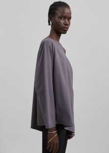 Grey The Frankie Shop Tops Apollo Long Sleeve Tee - Charcoal Women - Image 3