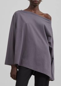 Grey The Frankie Shop Tops Apollo Long Sleeve Tee - Charcoal Women - Image 5
