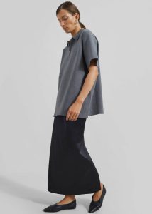 Grey The Frankie Shop Tops Riya Zip-Up Polo - Grey Women - Image 5