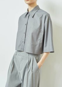Grey Tops Odem Cropped Shirt - Grey Women The Frankie Shop
