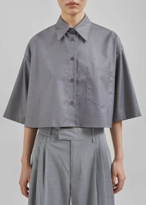Grey Tops Odem Cropped Shirt - Grey Women The Frankie Shop - Image 4