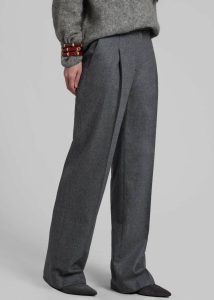 Grey Women The Frankie Shop Loulou Studio Juno Flannel Trousers - Grey Bottoms - Image 2