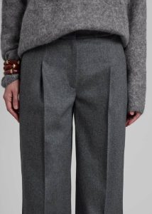 Grey Women The Frankie Shop Loulou Studio Juno Flannel Trousers - Grey Bottoms - Image 4