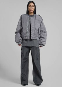 Grey Women The Frankie Shop Outerwear Dalva Bomber Jacket - Light Grey - Image 2