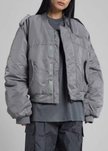 Grey Women The Frankie Shop Outerwear Dalva Bomber Jacket - Light Grey - Image 4
