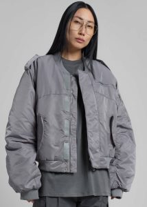 Grey Women The Frankie Shop Outerwear Dalva Bomber Jacket - Light Grey - Image 5
