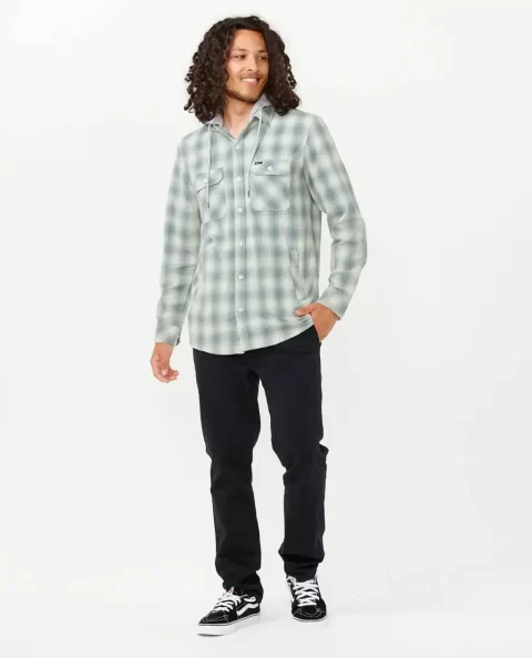Grunter Flannel Hood Shirt Rip Curl Mens Shirts & Flannels - Image 4