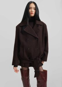 Hallen Double Breasted Wool Coat - Brown The Frankie Shop Outerwear Brown Women
