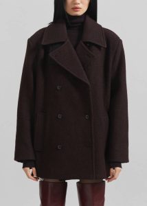 Hallen Double Breasted Wool Coat - Brown The Frankie Shop Outerwear Brown Women - Image 3