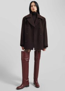 Hallen Double Breasted Wool Coat - Brown The Frankie Shop Outerwear Brown Women - Image 5
