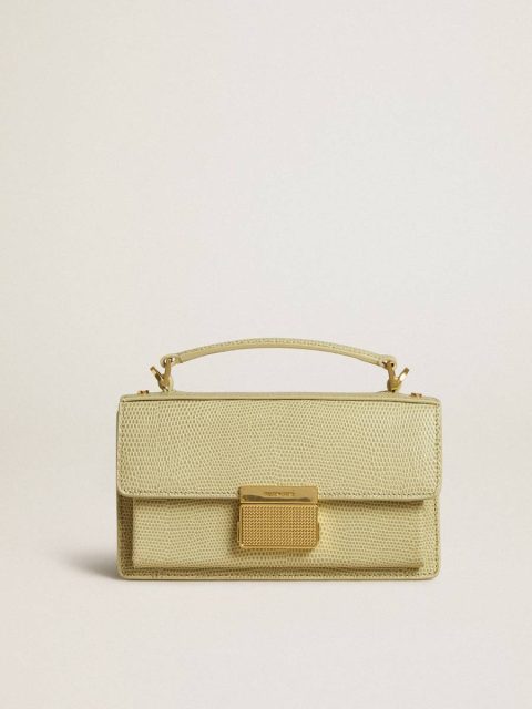 Handle Bags Light Green Golden Goose Small Venezia Bag In Light Green Python-Print Leather With Gold Details Women