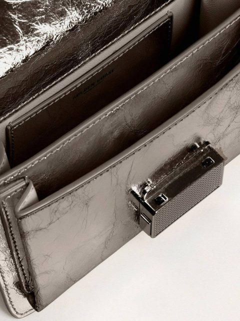 Handle Bags Women Golden Goose Small Venezia Bag In Anthracite-Gray Metallic Leather With Black Details Anthracite Gray - Image 4