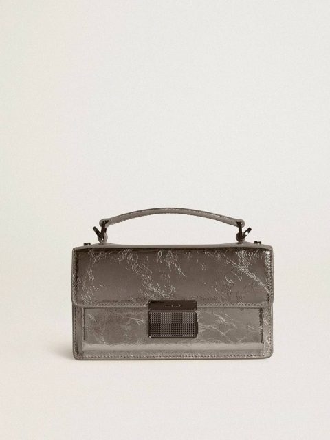Handle Bags Women Golden Goose Small Venezia Bag In Anthracite-Gray Metallic Leather With Black Details Anthracite Gray