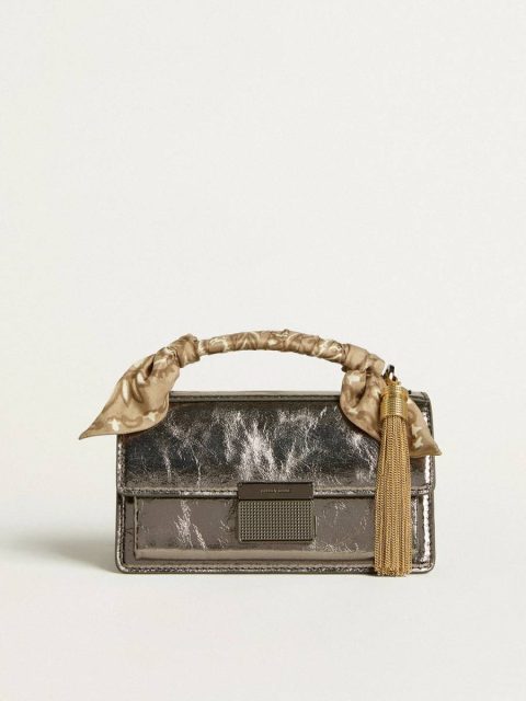Handle Bags Women Golden Goose Small Venezia Bag In Anthracite-Gray Metallic Leather With Black Details Anthracite Gray - Image 5