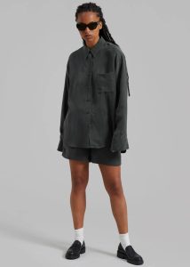 Haneul Shorts - Charcoal Grey Women The Frankie Shop Bottoms - Image 3