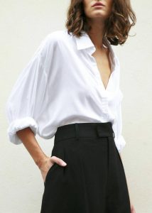 Hanna Silky Oversized Blouse - White Tops The Frankie Shop Women White - Image 2