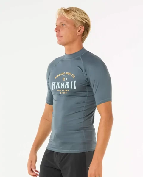 Hawaii Upf Performance Short Sleeve Rash Guard Mens Rip Curl Rash Guards - Image 2