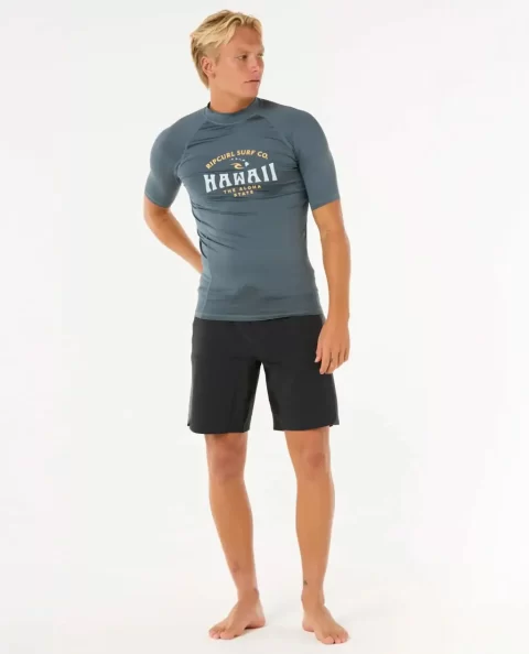 Hawaii Upf Performance Short Sleeve Rash Guard Mens Rip Curl Rash Guards - Image 4
