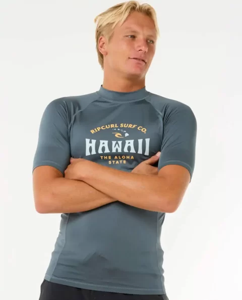 Hawaii Upf Performance Short Sleeve Rash Guard Mens Rip Curl Rash Guards