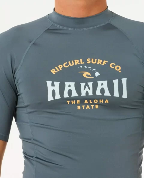 Hawaii Upf Performance Short Sleeve Rash Guard Mens Rip Curl Rash Guards - Image 5